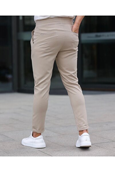 BYATA MENS STYLE Pantaloni din stofă cu curea cu croi italian