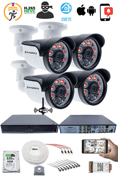 Kadraj 4 Kamera Seti - 5MP Full HD Güvenlik Kamerası, 1080p, 6 Atom LED Gece ...