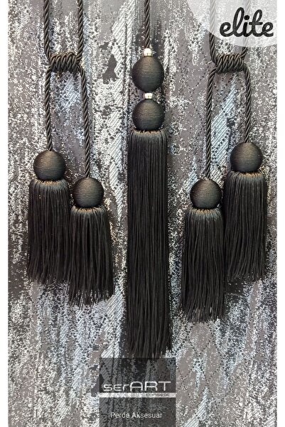 serART Elite üçlü set Fon Perde Krsrtuvaze Perde Tavan Bağlama braçol siyah