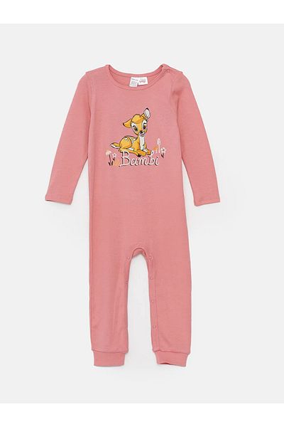 LC Waikiki Lcw Baby - Peach Printed Crew Neck Jumpsuit for Baby Girl Set of 2