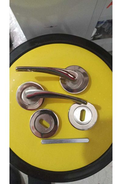 YÜCEL YAPI MARKET Nickel 1 Set - Room Door Handle with Feyza Pieces and Rosette