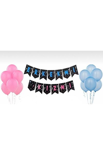 Deniz Party Store 10 Pieces Pink Blue Zigzag Written Balloons Set - Girl or Boy Gender Party