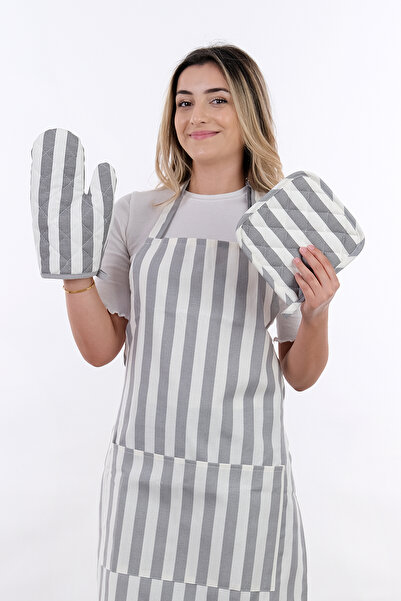 sevilya Sweet Set of 3 Adjustable Strap Kitchen Apron Set (Glove, Handle)