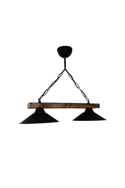 JakaPrime Wooden Row Living Room Chandelier with Hat, Set of 2 Black