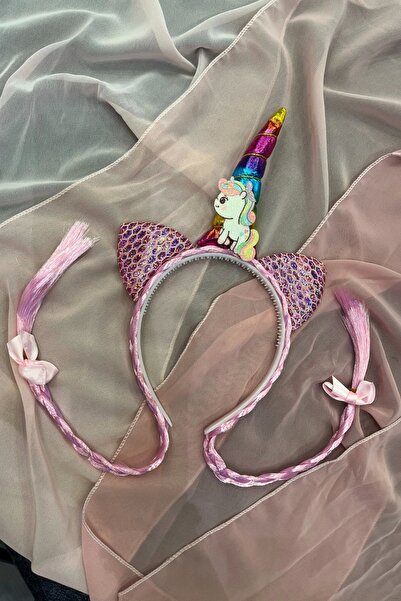 Barly Pembe Renk Örgü Detaylı Unicorn Taç