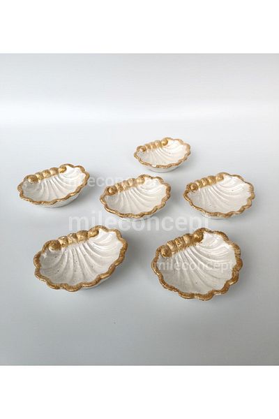 MİLE CONCEPT Coffee Side Presentation Bowl/Tiny Mussel Design Presentation Bowl / Turkish Delight Bowl / Dragelic 6-pcs