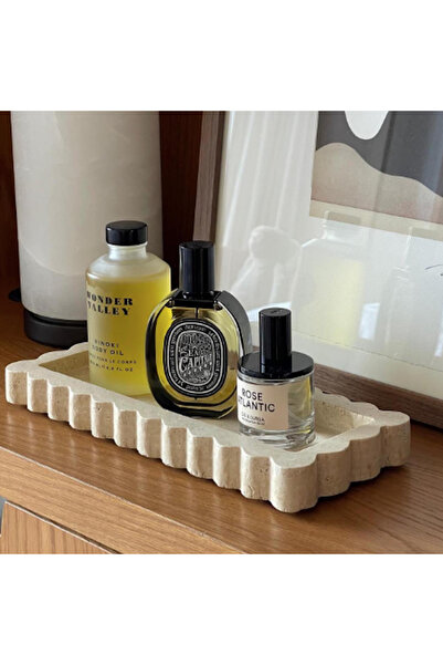 MIARIK DESIGN & DEKORASYON Dekoratif Mermer Tepsi, Banyo Düzenleyici, Sunum T...