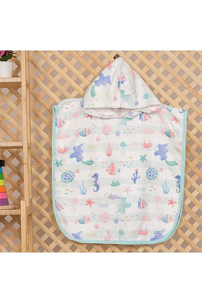 VEVİEN HOME Underwater Kids Poncho Beach Towel