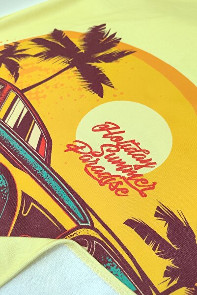 VEVİEN HOME Tong Beach Car Digital Printed 75x150 Cm Beach Towel