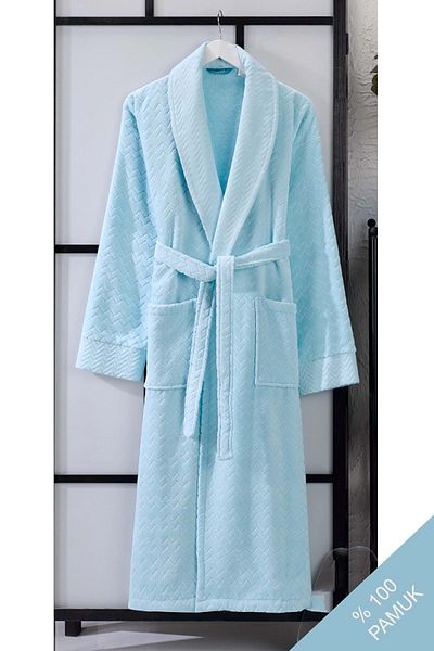VEVİEN HOME Design special - Halat de baie jacquard din catifea extra moale 100% bumbac Albastru deschis