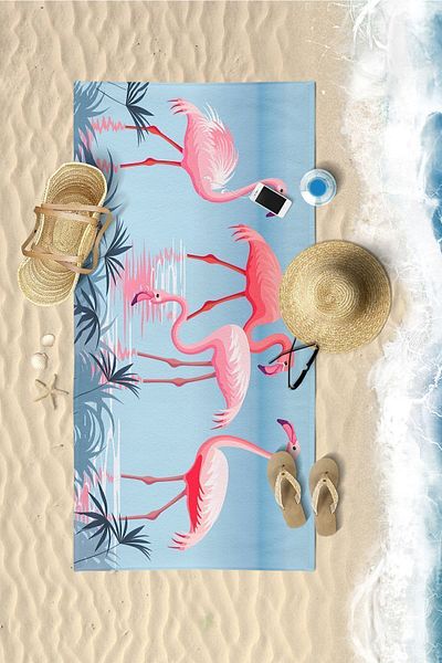 VEVİEN HOME Prosop de plajă Flamingo Imprimat Digital 75x150 Cm