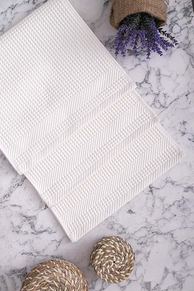 VEVİEN HOME Ripicca 100% Cotton | Pique Dish Drying | 3 Piece Pique Kitchen Towel Set | 30x50 Cm Cream