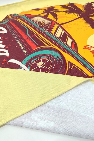 VEVİEN HOME Tong Beach Car Printed Digital 75x150 Cm Prosop de plaja