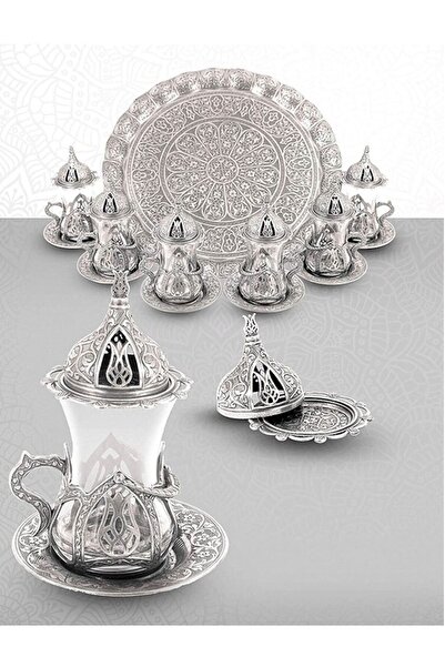 vaya home 6 Kişilik Osmanlı Çay Bardağı Servis Seti - 21 Parça Geleneksel Sun...