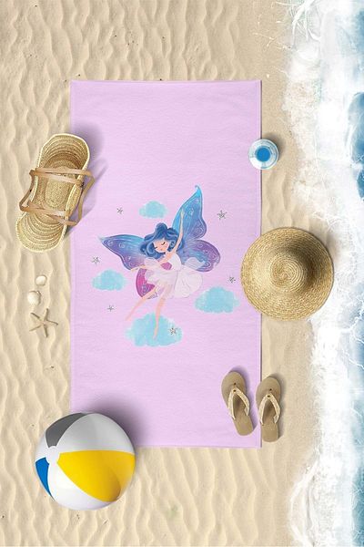 VEVİEN HOME Cute Fairy Imprimat Digital 70x140 Cm Prosop De Plaja Copii