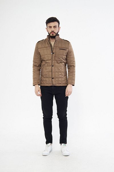 S&V TEKSTİL Men's Honey Foam Patterned Quilted Coat Coat Parka