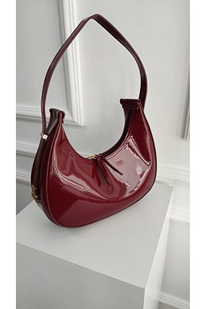 MissPapatya Cherry Red Special Production - Faux Leather Women's Hand and Arm Bag, Zipper Closure