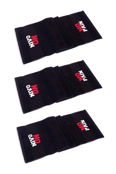 VEVİEN HOME No Pain No Gain 30x100 cm 100% βαμβάκι (400 GSM) 3 συσκευασιών Αθλητική πετσέτα Fitness Gym Golf Boxing Πετσέτα τένις
