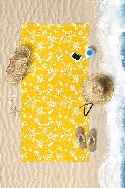 VEVİEN HOME Model Subacvatic Imprimat Digital 75x150 Cm Prosop De Plaja Galben