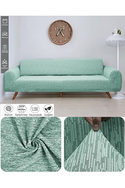 seltenet Jakarlı 3 Kişilik Lastikli Kanepe Örtüsü | Lastikli Koltuk Örtüsü | ...