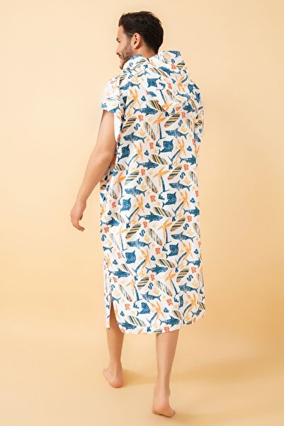 VEVİEN HOME Shark Desen Yetişkin Sörf Yazlık Panço Kapüşonlu Plaj Havlusu Plaj Elbisesi