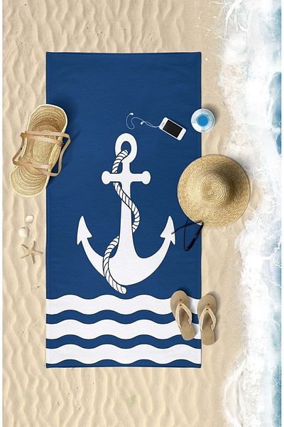 VEVİEN HOME Anchor Printed Digital 75x150 Cm Prosop de plaja