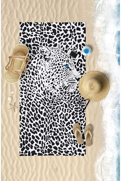 VEVİEN HOME Πετσέτα θαλάσσης Black Leopard Digital Printed 75x150 cm