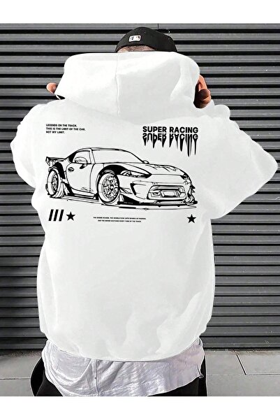 over head oh Hanorac oversize pentru bărbați cu imprimeu Super Racing Car - H...