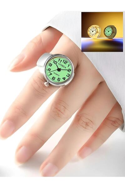 Bozhi ساعة حلقة هايلايتر، لون فضي - ساعة إصبع، ساعة حلقة صغيرة، حلقة ساعة صغي...