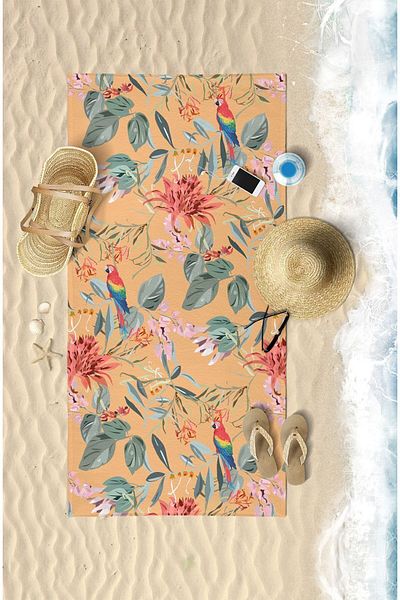 VEVİEN HOME Summer Parrot Digital Printed 75x150 Cm Beach Towel