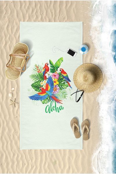 VEVİEN HOME Πετσέτα θαλάσσης Parrot Flower Digital Printed 75x150 cm