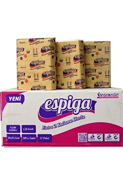 Espiga ESPİGA Z KATLAMALI HAVLU(DİSPENSER HAVLU) 200 LÜ 12 PAKET (20X22.5CM,Ç...