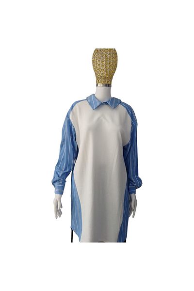 LOREEN FASHİON Steel Colored Knitted Shirt Detailed Long Tunic for Women
