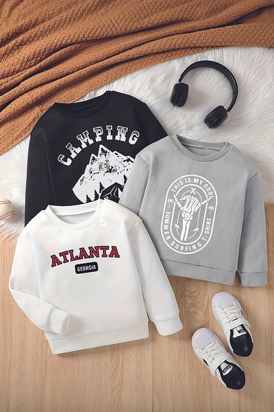 MYADA Hanorac pentru copii Style Premium din 3 piese - Decolteu Crew Code12450-12444-12445