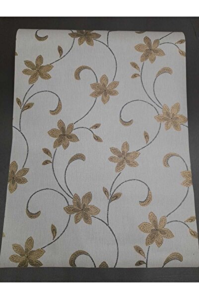 Oskar Çiçek Desenli Gold Detaylı Avangart Duvar Kağıdı (5m2)