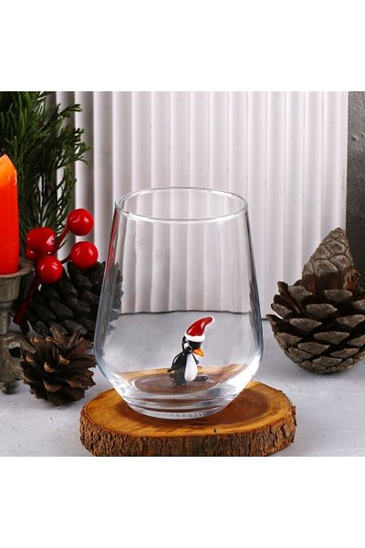 ADAMODART New Year's Themed Single Water Cup with Penguin Figure