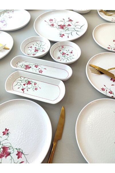 Yiğit Seramik Züccaciye Fushia Çiğdem 12 Kişilik 21 Parça Kahvaltı Takımı