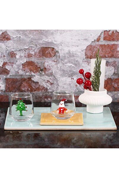 ADAMODART New Year's Special Decorative Handmade Glass Design Chubby Brown Side Set of 6