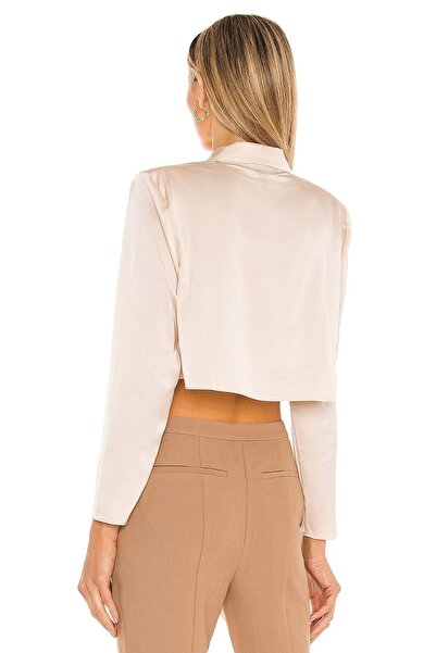 By Kul Design Бежевий атласний укорочений жакет - Жіночий, ватяний