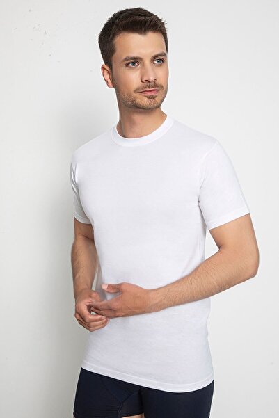 saac Single Jersey White 100% Cotton Men's Undershirt - American Collar, Zero Model - 910