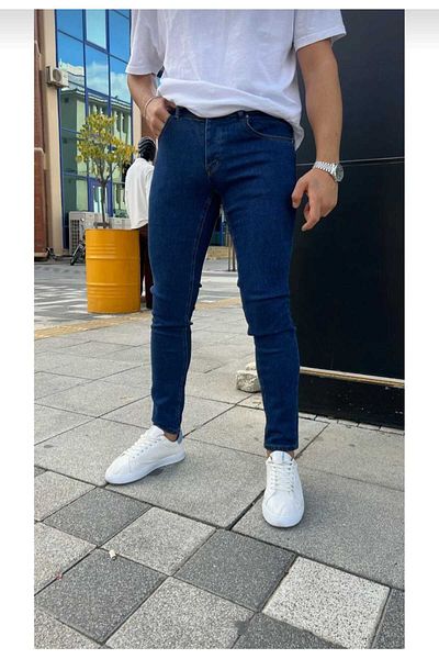 KING SEZAR Ανδρικό τζιν σε σκούρο μπλε Lycra Slim Fit
