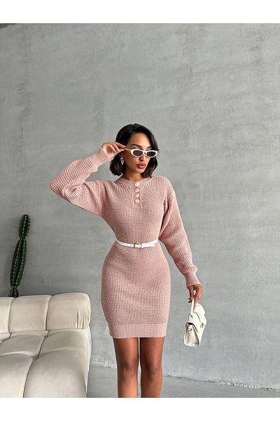 nosia fashion Γυναικείο πλεκτό φόρεμα με κουμπιά