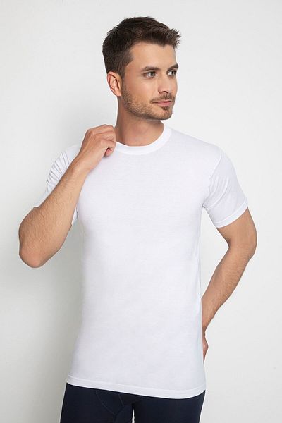saac Single Jersey White 100% Cotton Men's Undershirt - American Collar, Zero Model - 910