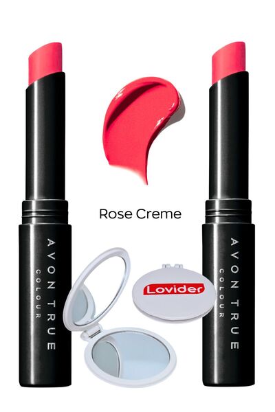 AVON True Colour Ultra Beauty Ruj - Rose Creme 2'li + Lovider Cep Aynası Hediye