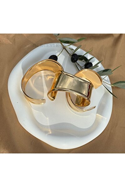 Berceste Takı Xoxo Model Gold Kalın Kelepçe