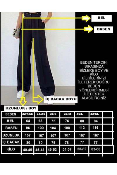 modazoom Damen-Palazzo-Hose aus Stoff mit weitem Bein