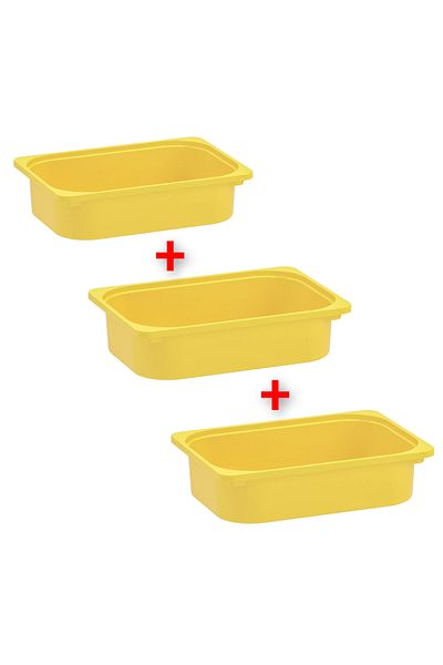 IKEA Ikea Set of 3 - 42X30X10 cm Yellow Plastic Toy Storage Box