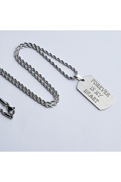 Satürn Silver Kuyumculuk Çelik İsimli Asker Künyesi Modeli Unisex Kolye