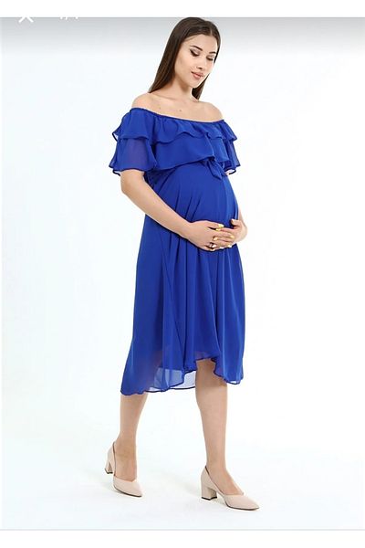 ADASTYLE Γιακάς, Φόρεμα Chiffon Saks Blue