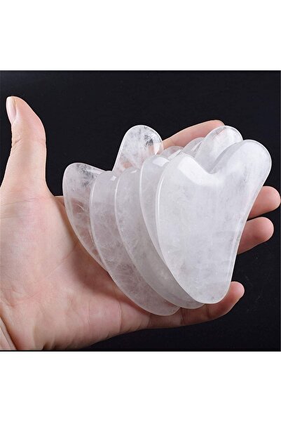 İLTERUS Doğaltaş Kristal Kuvars Kalp Gua Sha Yüz Masaj Aleti